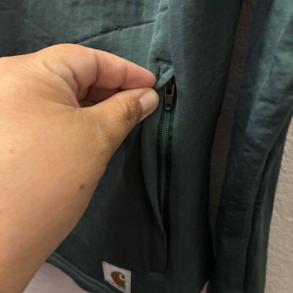 🆕Carhartt Women's Forest Green Force Relax Fit Half Zip Hooded T-Shirt S🆕 - Picture 6 of 15